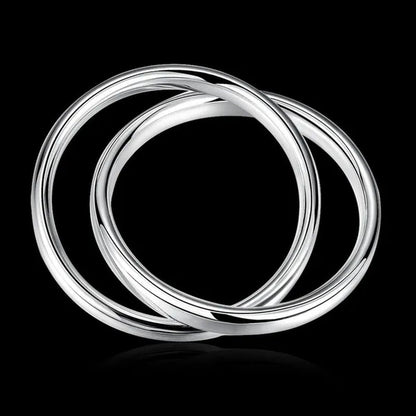 2019 New Pure 925 Sterling Silver Two Round Circle Bracelets Bangles Women Men Fashion Jewelry Gift