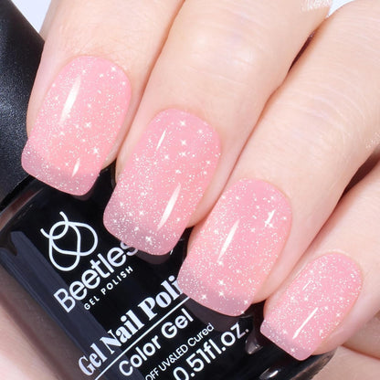 Beetles Neutral Gel Nail Polish 15ml Nude Pink Polish Set Pink Jelly Soak Off U V LED Nail Lamp Translucent Nail Art Gel