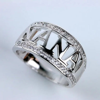 Gift Delicate Nana Ring Brass Cubic Zirconia Diamond Jewelry Grandmother Christmas Gift Birthday Gift