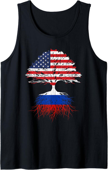 Russia Roots Russian American Flag Immigrant Citizenship Tank Top