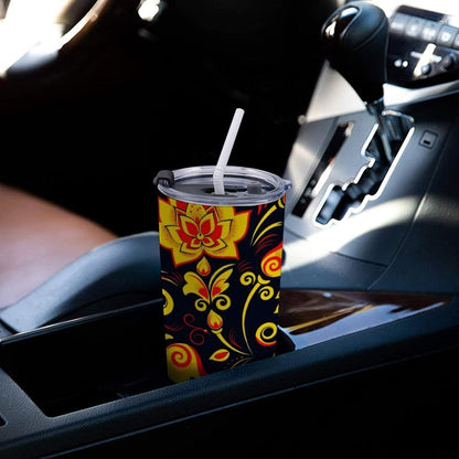 20 Oz Insulated Tumbler with Lid, Retro Russian Christmas Stainless Steel Travel Coffee Mug Double Wall Cup for Men Women