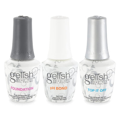 Terrific Trio Essentials 15 Milliliter Basic Care Soak Off Manicure Gel Nail Polish Kit with Foundation, pH Bond and Top It Off Gel