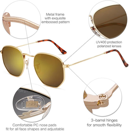 Square Polarized Sunglasses for Women Men Small Hexagonal Polygon Shades SJ1072