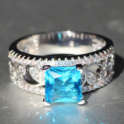 Elegant  Silver Yellow Diamond Birthstone Gemstones Engagement Wedding Anniversary Ring Size 6 7 8 9 10