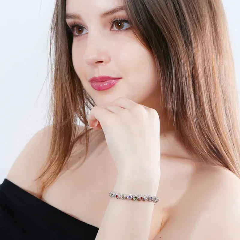 CANDICE 2023 New Sterling Silver Party Jewelry With Green Crystal Stone and CZ Zirconia Women Flower Charm Bracelets Bangles