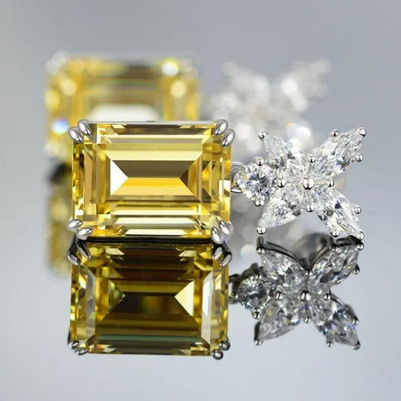 1 Pair Yellow Crystal Earrings Citrine Drop Earrings for Women Bridal Wedding Party Jewelry Valentine's Day Gift