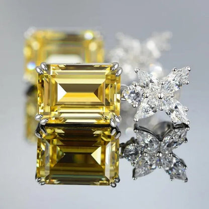 1 Pair Yellow Crystal Earrings Citrine Drop Earrings for Women Bridal Wedding Party Jewelry Valentine's Day Gift