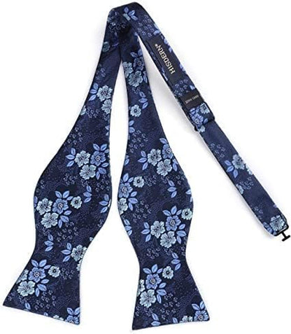 Bow Ties for Men Floral Bowties Mens Self Tie Bow Tie Handkerchief Jacquard Woven Bowtie Pocket Square Set