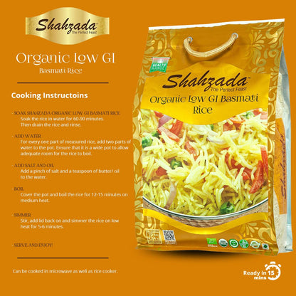 Diabetic Friendly, Specially Processed Basmati Rice 10 Lbs | Low G.I. Index Value, 100% USDA ORGANIC Certified Rice, Extra Long Grain, Vegan NON-GMO, Vegan, Gluten, Soy, Egg Free, Resealable Zip-Lock Bag to Seal Freshness-Tradition of Quality |10 Pound Pa