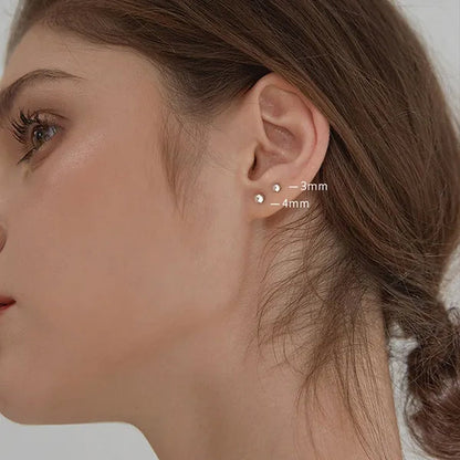 2/3/4/5/6/8Mm Stainless Steel round Pearl Stud Earrings Earrings for Women'S Fashion Party Wedding Jewelry