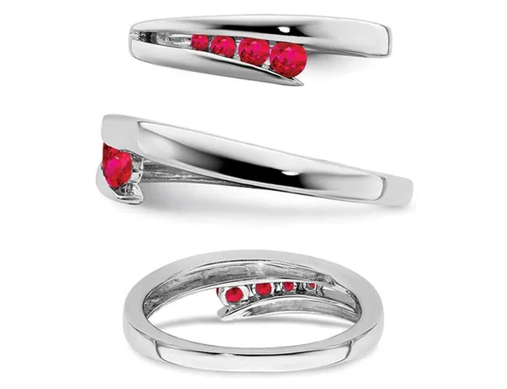 1/5 Carat (ctw) Natural Ruby Ring in 14K White Gold
