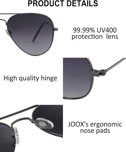Polarized Aviator Sunglasses for Women Men, UV400 Protection Lens and Lightweight Metal Pilot Frame