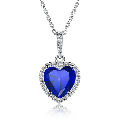 Women's Birthstone Necklace Ruby/Sapphire/ Amethyst Jewelry 925 Sterling Silver Chain Love Heart Pendant Crystal  12 Month Birth Stones Pendant for Women Girls, 誕生石,pierre de naissance,Valentines gift