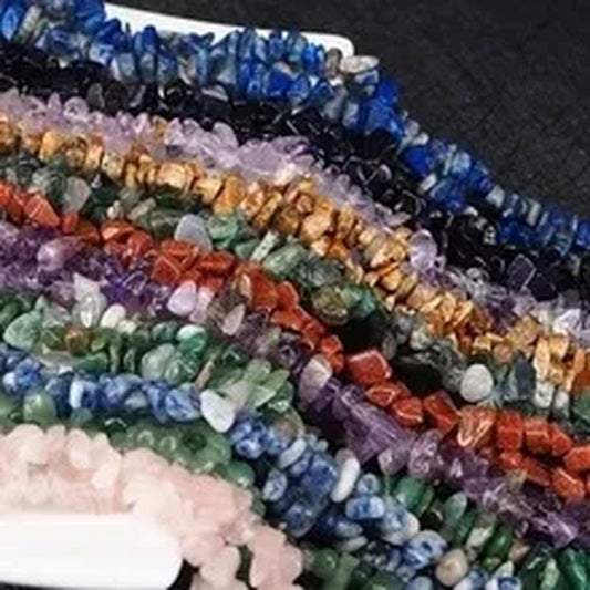 80Kinds 5-8MM natural stone irregular shape free-form chip beads tiger eye amethyst turquoise white crystal red coral Lapis lazuli used for jewelry making DIY bracelet 30"
