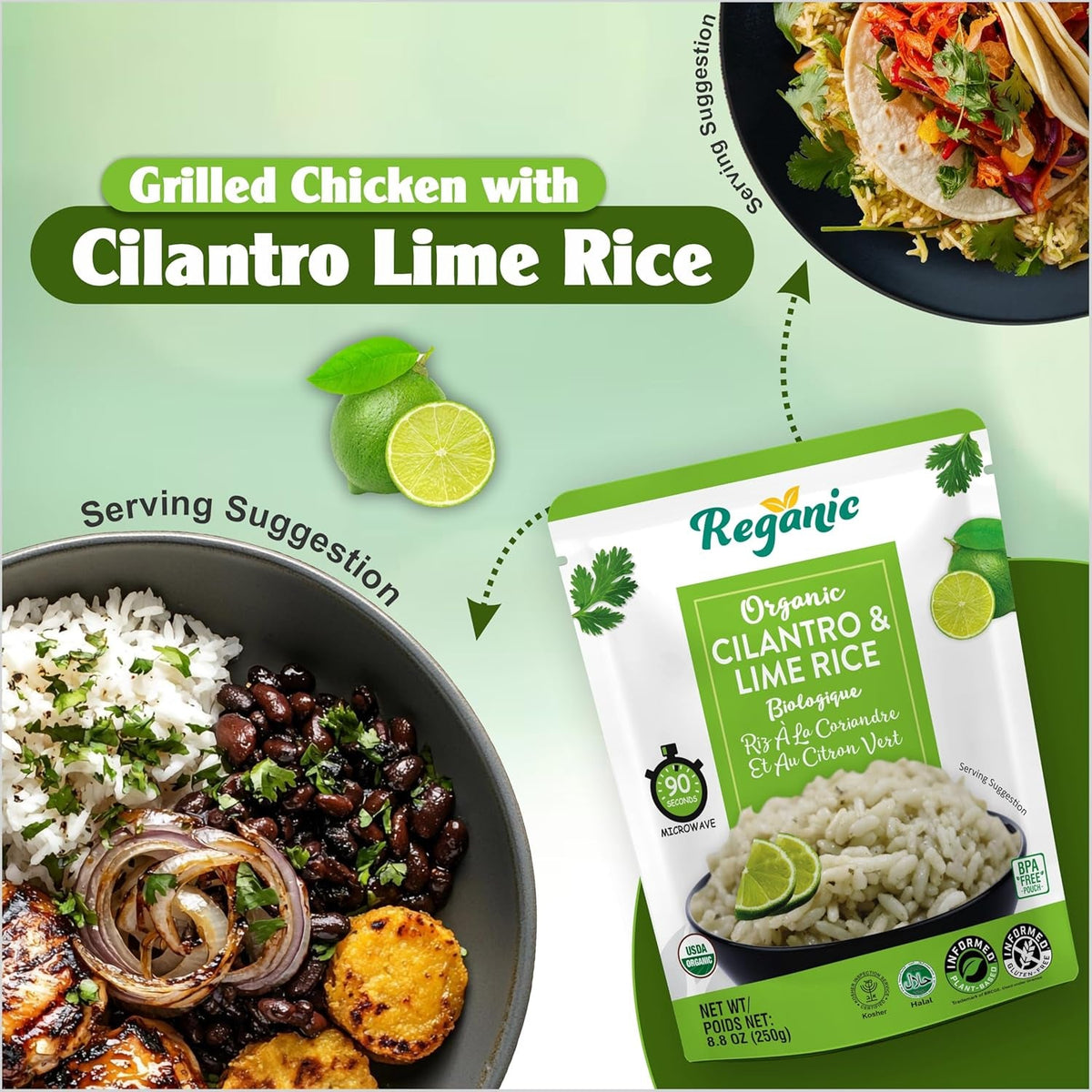 Cilantro & Lime Organic Heat & Eat Microwaveable Rice, 8.8 Ounce (Pack of 6) Heat and Eat | Flavor Rice | USDA Certified Organic, Gmo-Free | Fresh Ingrediants | Side Dish