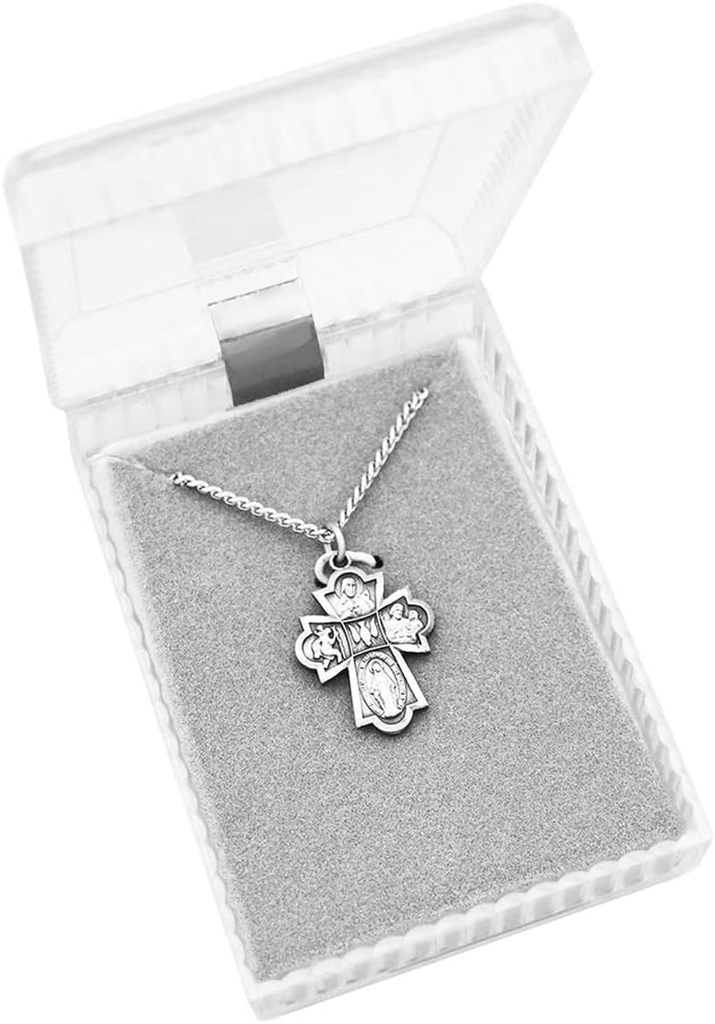 Small Religious Four Way Cross Pendant Necklace 18"