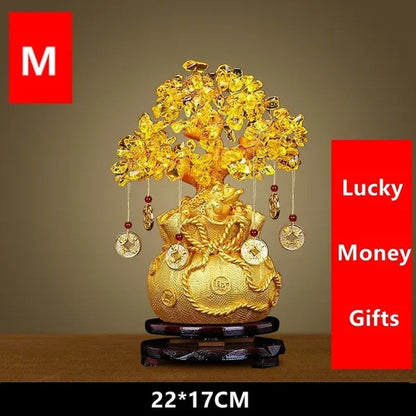 Resin Citrine Feng Shui Money Tree Lucky Tree Home Decoration Ornament Festival Holiday Gifts Bring Wealth