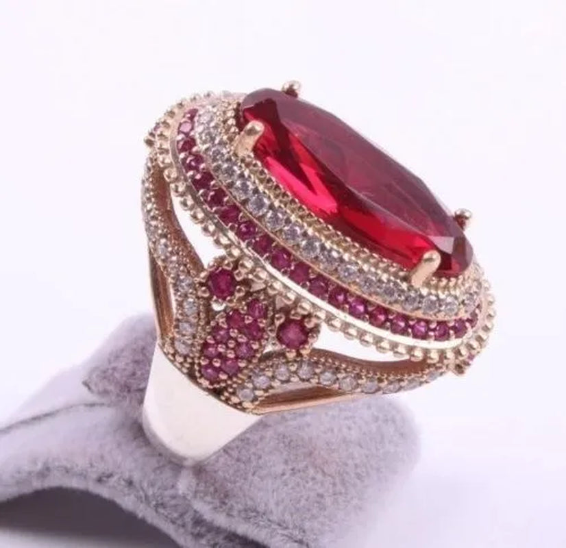 Fashion Accessories Women Fashion 925 Sterling Silver Ancient Ring Ruby Natural Gemstone High Jewelry Size 5-10
