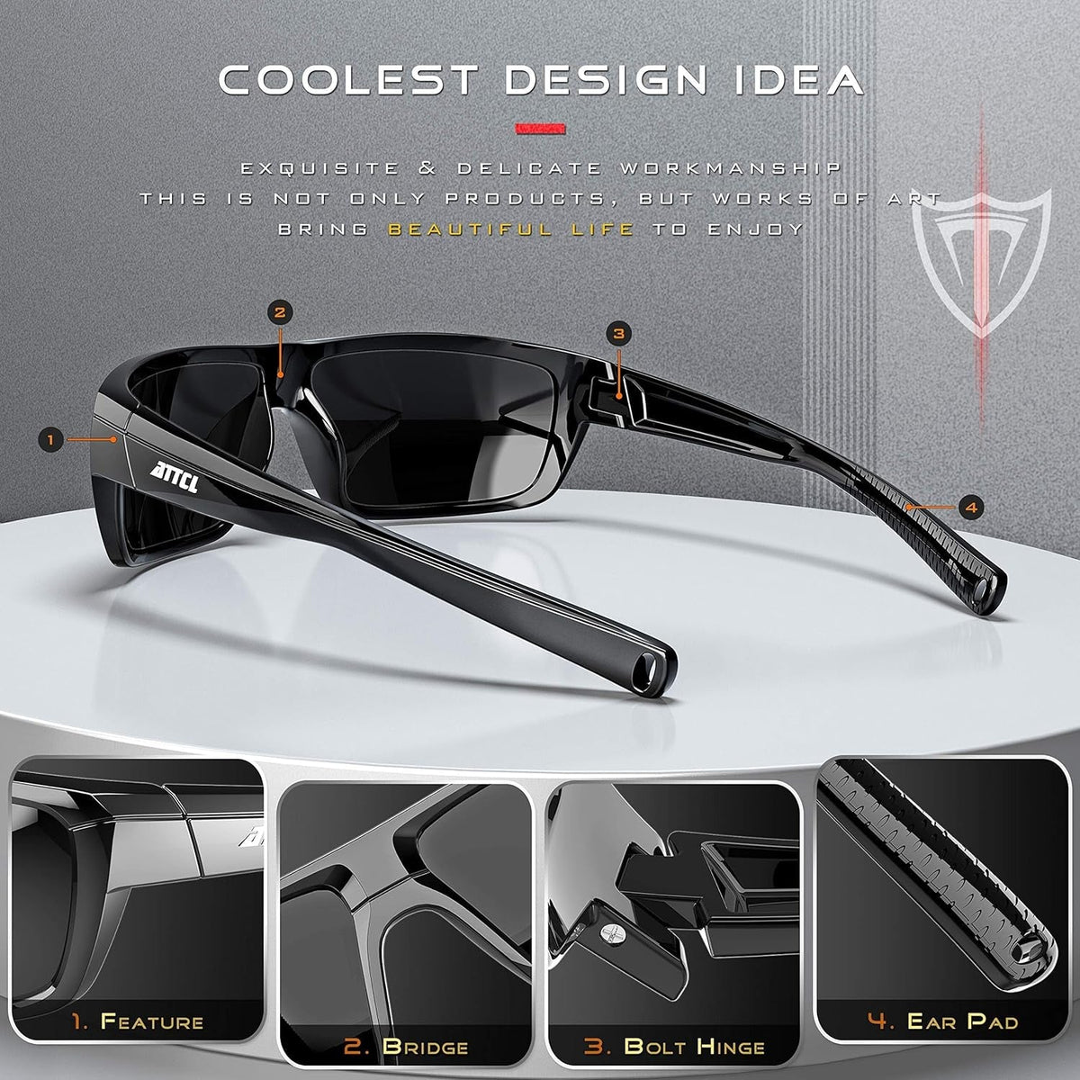 Polarized Wrap Sunglasses For Men - Fishing Sports Glasses UV Protection