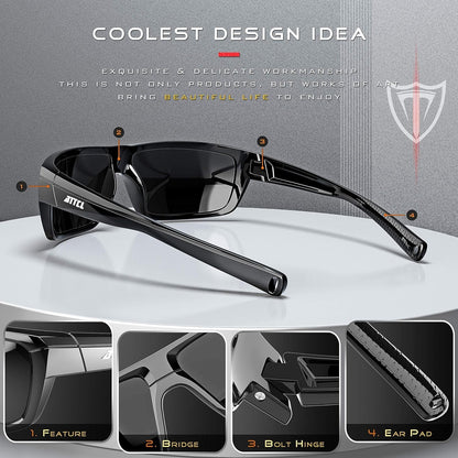 Polarized Wrap Sunglasses For Men - Fishing Sports Glasses UV Protection