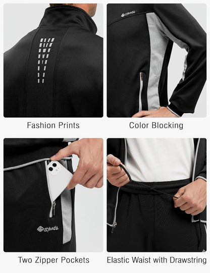 Men'S Tracksuit Sweatsuits 2 Piece Set Athletic Jogging Gym Activewear Sweat Track Suits Sets