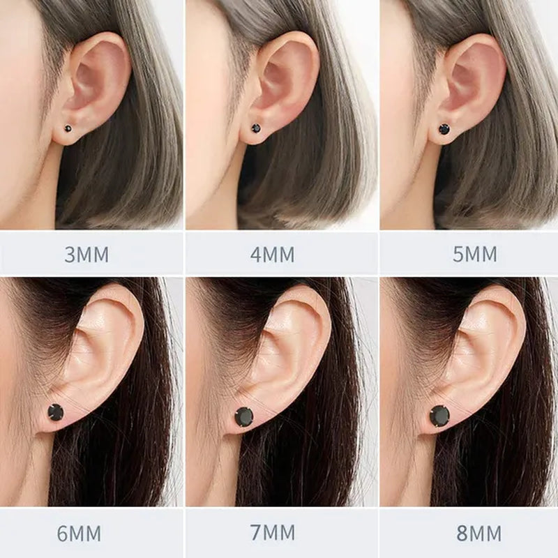 1 Pairs 3-8Mm Unisex Stud Earrings, 316L Stainless Steel round Cubic Zirconia Stud Earring, Ear Cartilage Piercing Earrings 9 Zircon Colors