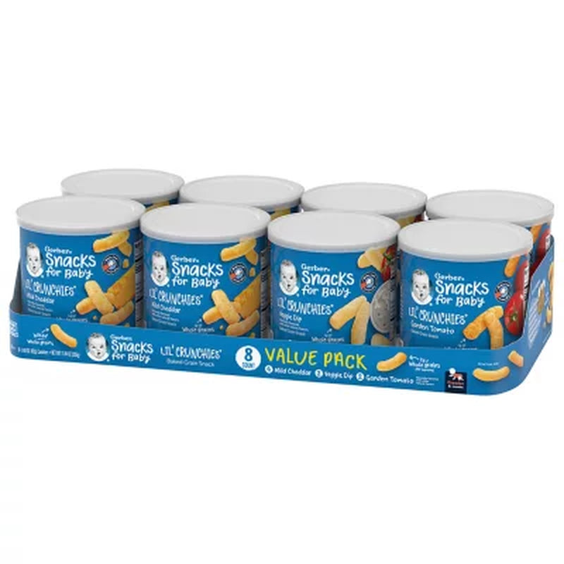 Gerber Lil' Crunchies Baked Grain Snack, Variety Pack 1.48 Oz., 8 Ct.
