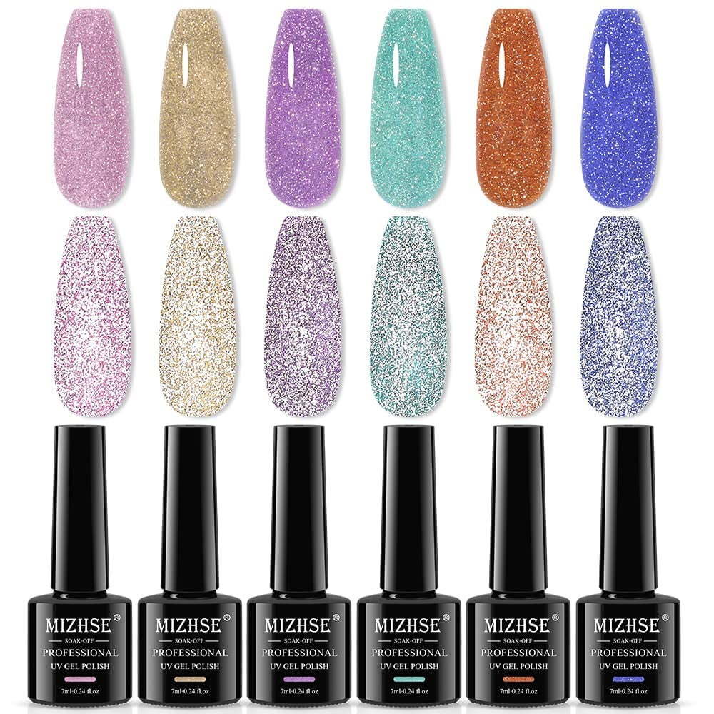 9D Cat Eye Gel Nail Polish, Magnetic Cat Eye Gel Polish Set, 10ml*6 with 2 Magnets, Classic Colors Chameleon Magic Galaxy Effect Soak off Nail Art - Sparkle Stunning Gel Polish Gift for Women