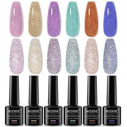 9D Cat Eye Gel Nail Polish, Magnetic Cat Eye Gel Polish Set, 10ml*6 with 2 Magnets, Classic Colors Chameleon Magic Galaxy Effect Soak off Nail Art - Sparkle Stunning Gel Polish Gift for Women