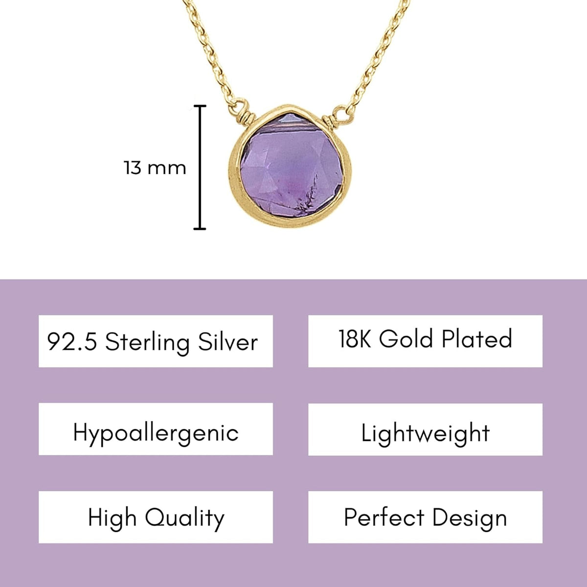 Amethyst Necklace for Women - Authentic 925 Sterling Silver Necklace 18K Gold Jewelry, Dainty Heart Necklace Earring Set for Teen Girls, February Birthstone Gift for Mothers Day