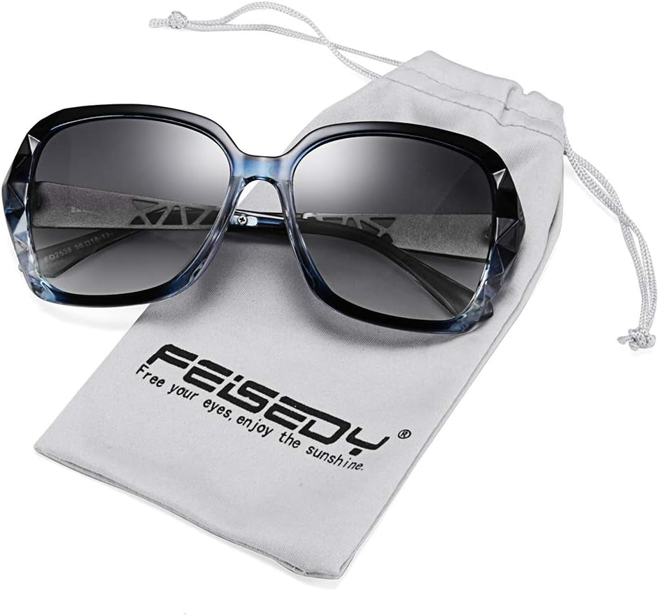 Polarized Women Square Sunglasses Sparkling Composite Shiny Frame B2289