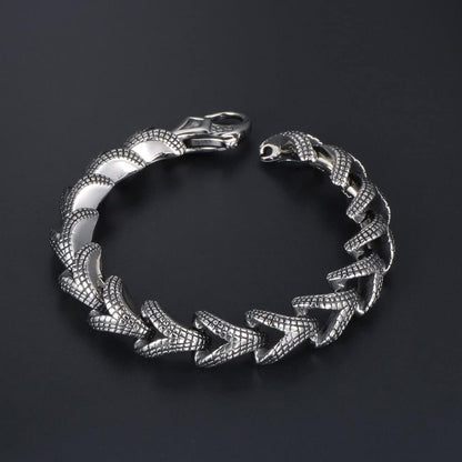 Stainless Steel Link of Dragon Scale Bangle Bracelet for Men Punk Rock Vintage Silver Bracelet