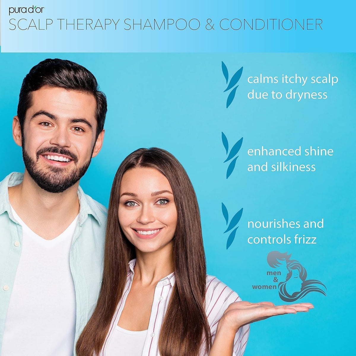 Scalp Therapy Shampoo & Conditioner Set (16Oz X 2) Dry, Itchy Scalp-Hydrates & Nourishes Hair W/Tea Tree, Peppermint, Argan Oil & Biotin, All Hair Type, 3 in 1, Men Women (Packaging Varies)