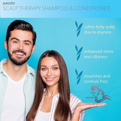 Scalp Therapy Shampoo & Conditioner Set (16Oz X 2) Dry, Itchy Scalp-Hydrates & Nourishes Hair W/Tea Tree, Peppermint, Argan Oil & Biotin, All Hair Type, 3 in 1, Men Women (Packaging Varies)