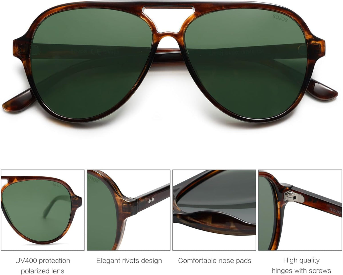 Classic Polarized Aviator Sunglasses for Women Men, Retro Trendy Aviators Shades SJ2201