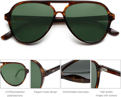 Classic Polarized Aviator Sunglasses for Women Men, Retro Trendy Aviators Shades SJ2201