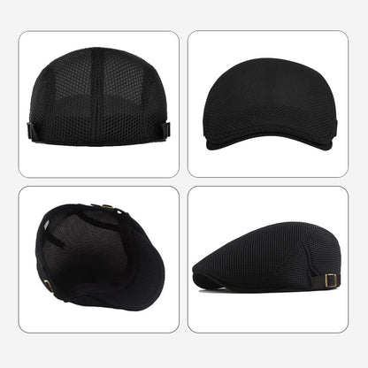 Men'S Mesh Flat Cap Breathable Summer Newsboy Hat Beret Ivy Cap Irish Cabbie Gatsby Driving Hunting Hats