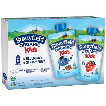 Stonyfield Organic Kids Whole Milk Yogurt Variety Pack 3.5 Oz. Pouch, 8 Ct.