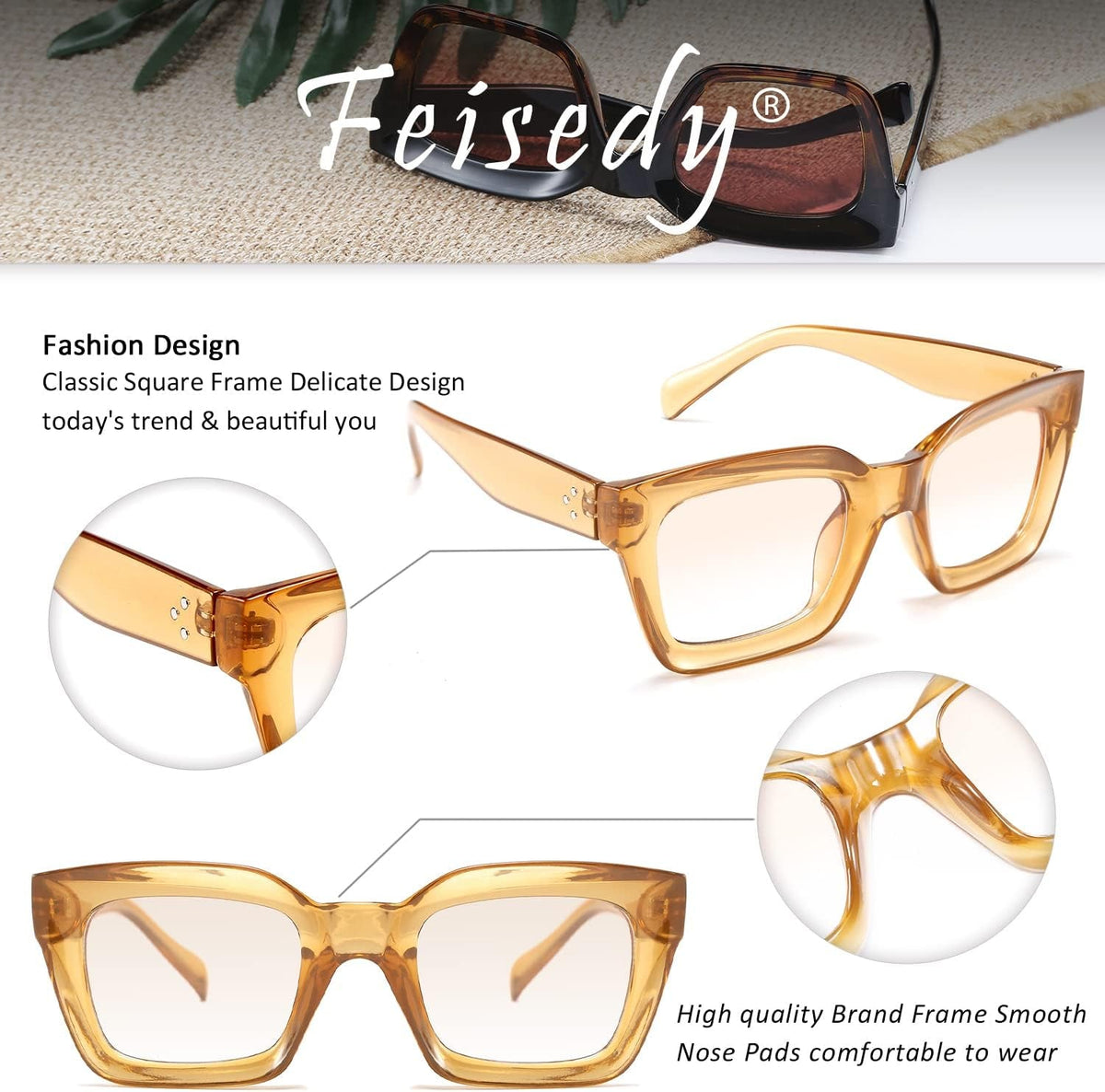 Classic Women Sunglasses Fashion Thick Square Sun Glasses Chunky Frame UV400 B2471