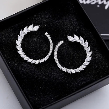 CANDICE Brilliant Yellow Green Blue Stones Prom Party CZ Crystal Big Stud Earrings Pave Setting Trendy 18K White Gold Plated Round Ear Jewelry for Women