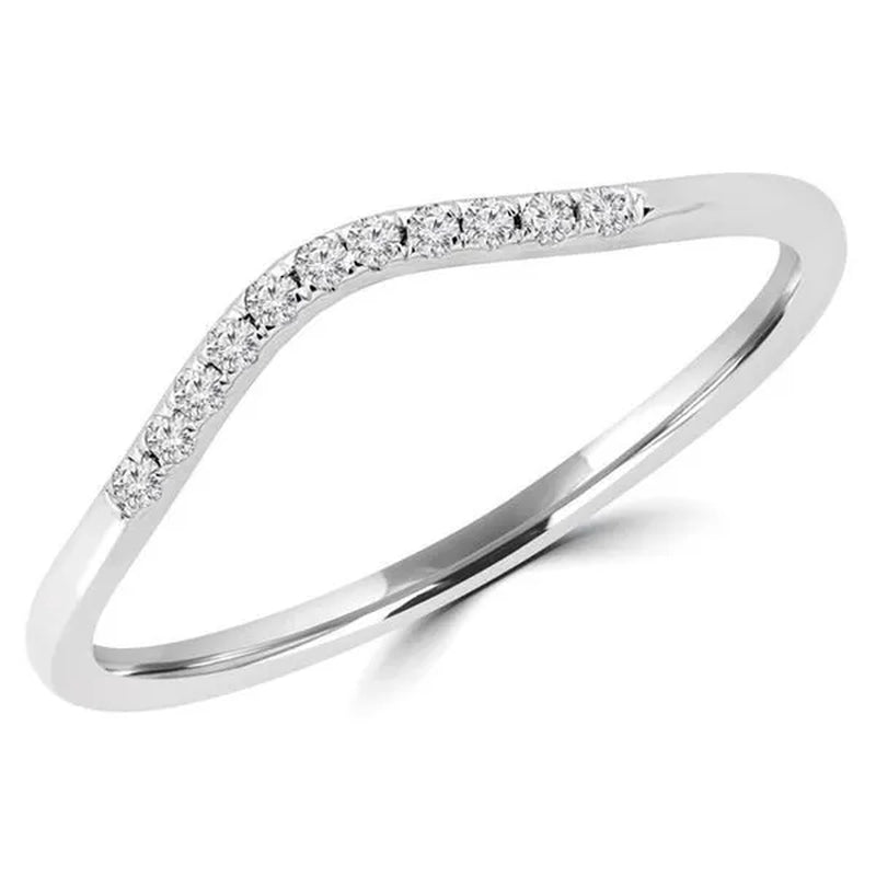 Majesty Diamonds MDR190102-P 0.1 CTW Round Diamond Wave Semi-Eternity Wedding Band Ring in 14K White Gold