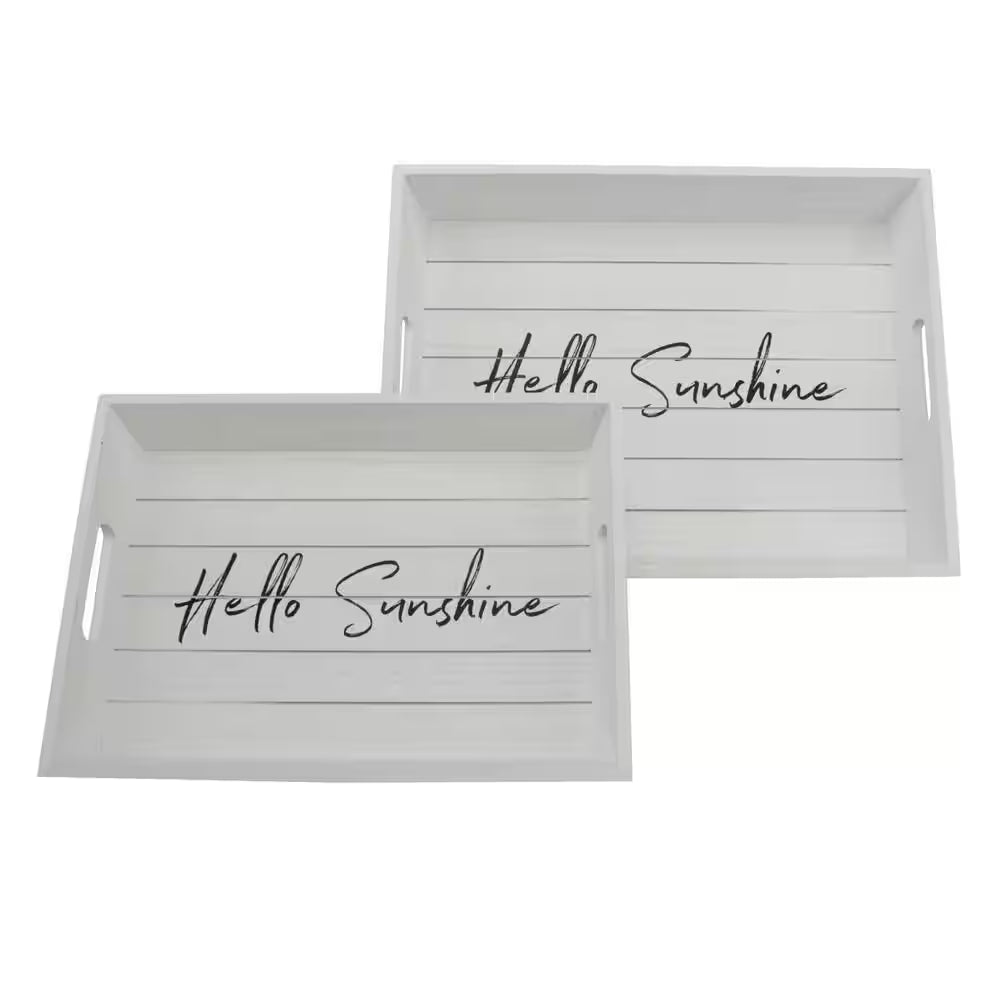 White Wooden Trays (Set of 2)