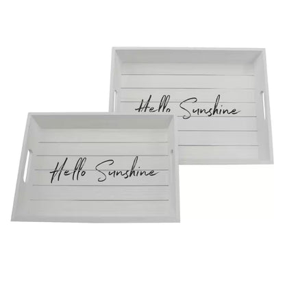White Wooden Trays (Set of 2)
