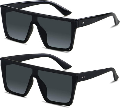 Square Oversized Sunglasses for Women Men Big Flat Top Fashion Shield Large UV Protection Rimless Shades