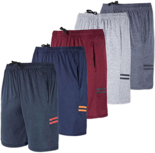 5 Pack Men'S Active Quick Dry Fit Shorts - Athletic Running Gym Workout Casual Shorts with Pockets Bulk