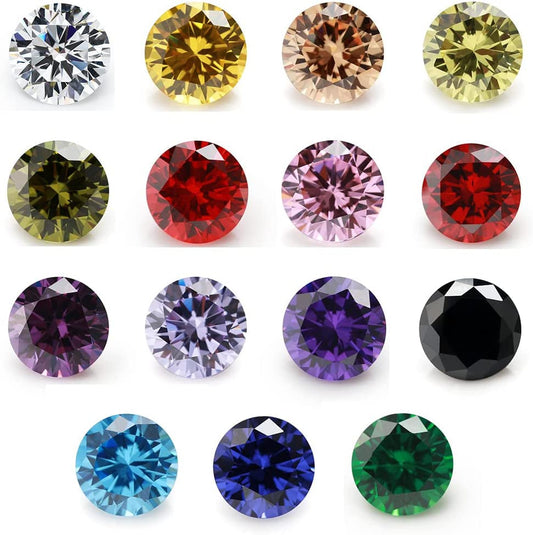 Round Cut 5A Cubic Zirconia Stone Mix 15 Colors Loose CZ Stones Synthetic Gemstone for Jewelry Making