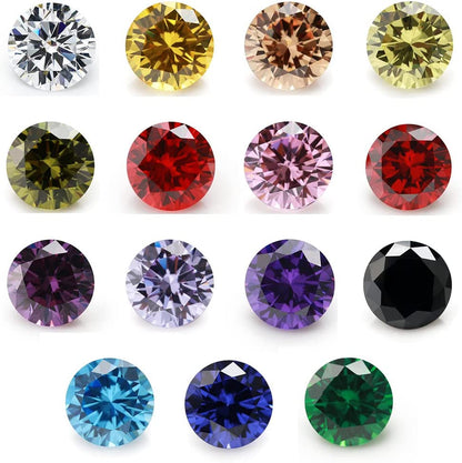 Round Cut 5A Cubic Zirconia Stone Mix 15 Colors Loose CZ Stones Synthetic Gemstone for Jewelry Making