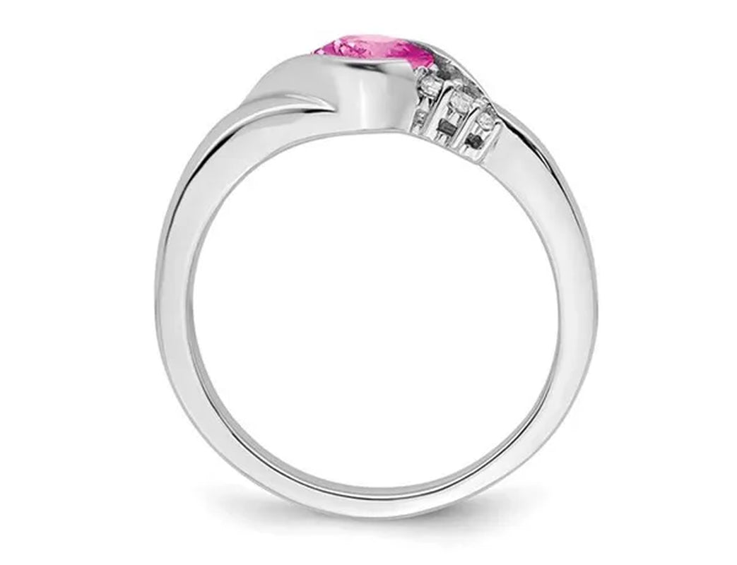 2/3 Carat (ctw) Lab-Created Pink Sapphire Ring in 14K White Gold