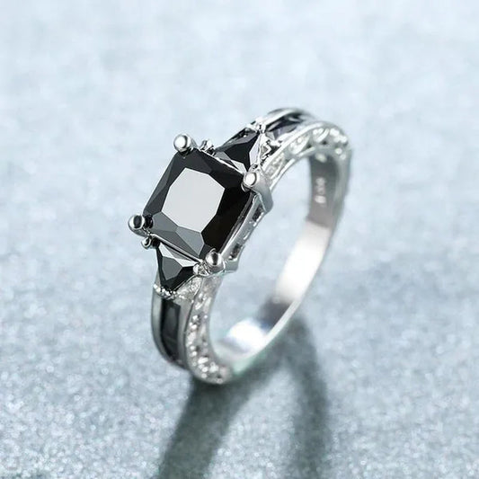 Women's Fashion 925 Silver Plated Green Gemstone CZ Ring Topaz Ring Bride Engagement Wedding Ring Jewelry Size 5 -10 (Choice Color)