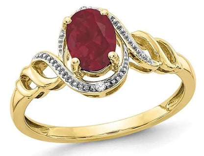 1.05 Carat (ctw) Natural Ruby Ring in 10K Yellow Gold